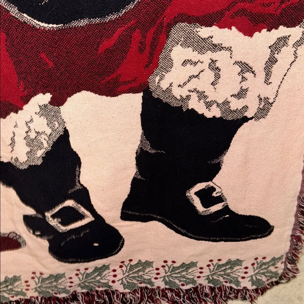 Festive Santa Claus Woven Cotton Tapestry Blanket Throw